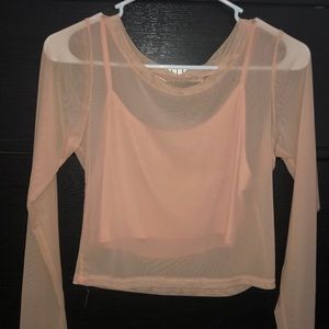 Long sleeve mesh top